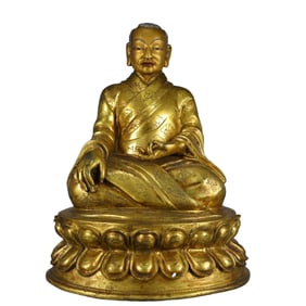 A Solemn Gilt Bronze Buddha Statue,With Inscription