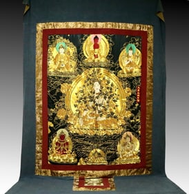 An Exquisite Gold Embroidery White Tara Tangka