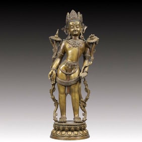 A Solemn Gilt Bronze Statue of Tara