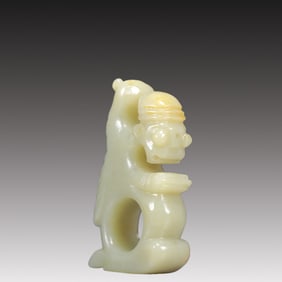 A Rare White Jade Auspicious Beast Ornament