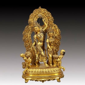 A Solemn Gilt Bronze Statue of Bodhisattva