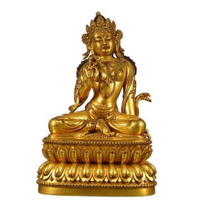 A Solemn Gilt Bronze Statue of Tara