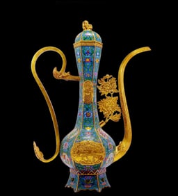 An exquisite cloisonné floral deer pattern ewer