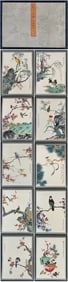 A Chinese Album Ink Painting of Flower and Bird on Paper,Jiang Hanting
