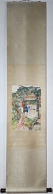 A Chinese Vertical Scroll Ink Painting of Character and Story on Paper,Hu Yefo
