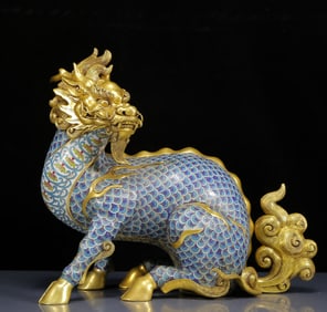 A Rare Cloisonne Kylin Ornament