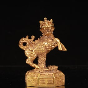 An Exquisite Gilt Bronze Kylin Ornament
