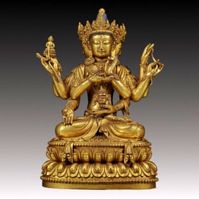 A Solemn Gilt Bronze Statue of Gautama’s Mother
