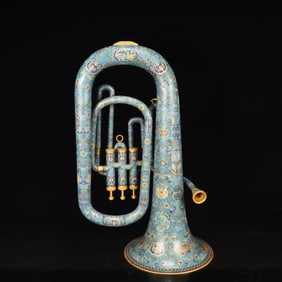 An Exquisite  Cloisonne Lotus Pattern Musical Instrument Ornament