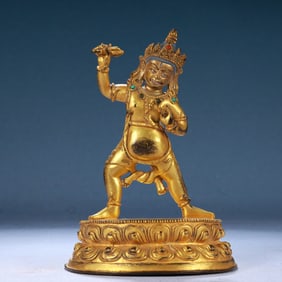 A Solemn Gilt Bronze Statue of Vajrasattva,Inlaid Turquoise