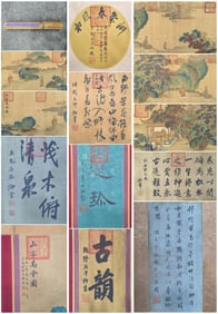 A Chinese Hand Scroll Ink Painting of Landscape and Figure on Silk,Liu Songnian