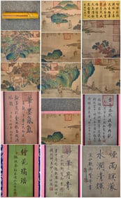 A Chinese Hand Scroll Ink Painting of Landscape and Figure on Silk,Wang Xianzhi