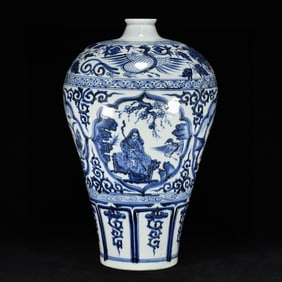 A Huge Blue and White Character and Story Pattern Vase
