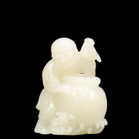 An Exquisite White Jade Old Fisherman Ornament