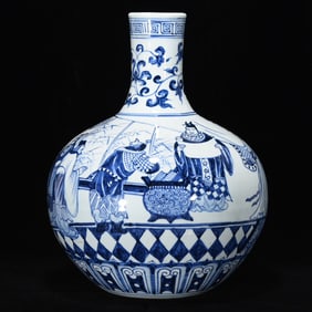A Huge Blue and White Character and Story Pattern Vase