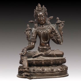 A Solemn Bronze Statue of Tara