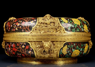 An exquisite cloisonne 'flower and dragon' pattern box