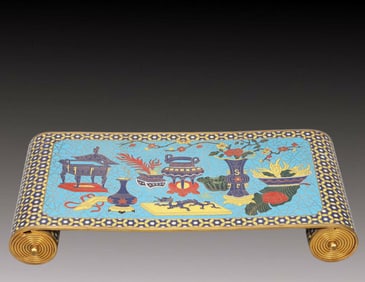 A Rare Cloisonne Flower Pattern End Table