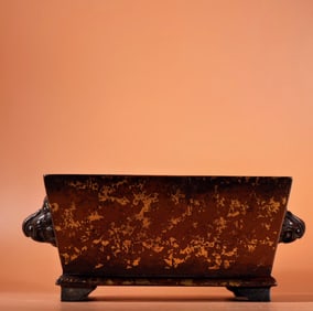 An Exquisite Bronze Sprinkled-Gold Beast-Ears Four Legs Censer