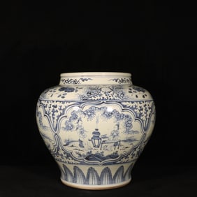 A Rare Blue and White Character and Story Pattern Jar