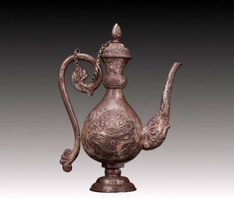 An Exquisite Silver Dragon Pattern Phoenix Handle Ewer