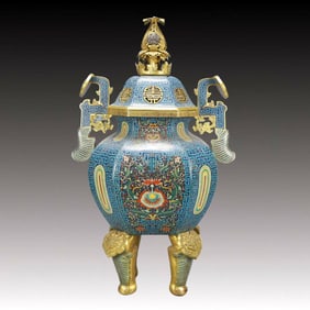 A Huge Cloisonne Lotus Pattern Ruyi-Ears Censer