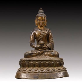 An Excellent Gilt-Bronze Figure Of Buddha Shakyamuni