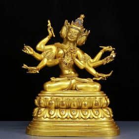 A Solemn Gilt Bronze Statue of Gautama’s Mother