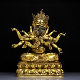 A Solemn Gilt Bronze Statue of Manjuvajra