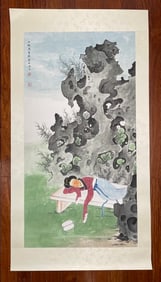 A Chinese Ink Painting of Woman on Paper,Chen Shaomei