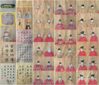 A Chinese Hand Scroll Ink Painting of Figure on Silk,Lang Shining