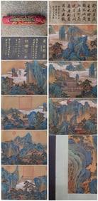 A Chinese Hand Scroll Ink Painting of Landscape and Figure on Silk,Liu Songnian