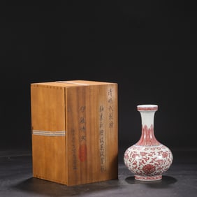 An Exquisite Underglaze-Red Lotus Pattern Vase