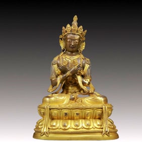 A Solemn Gilt Bronze Statue of Vajra