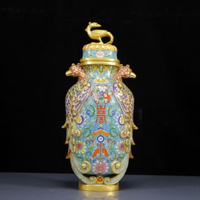 A Rare Cloisonne Phoenix Pattern Bottle