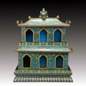 A Huge Cloisonne Lotus Pattern Niche