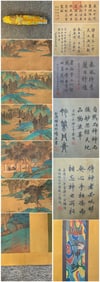 A Chinese Hand Scroll Ink Painting of Landscape and Figure on Silk,Zhao Mengfu