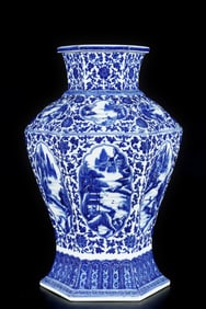 A Huge Blue and White Landscape and Figure Pattern Vase