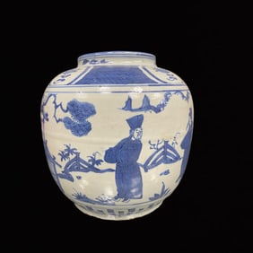 An Exquisite Blue and White Figure and Story Pattern Jar