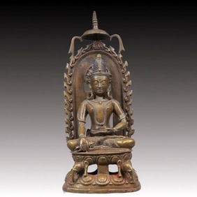 A Solemn Bronze Statue of Avalokitesvara, With Inscription