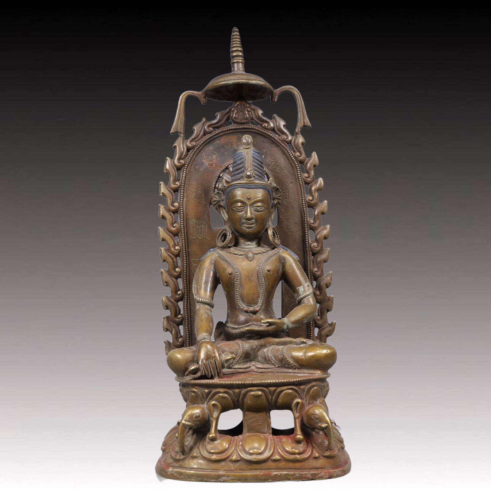 A Solemn Bronze Statue of Avalokitesvara, With Inscription (1 of 9)
