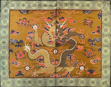 A Rare Dragon Pattern Gold Brocade