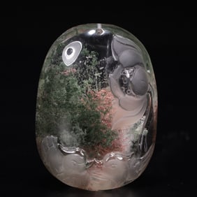 An Exquisite Crystal Mandarin Duck and Lotus Pattern Pendant