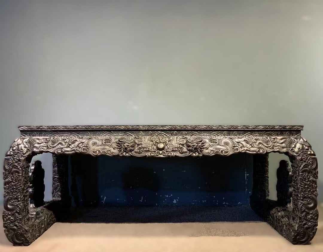 A Huge Zitanwood Auspicious Cloud and Dragon Pattern Table (1 of 8)