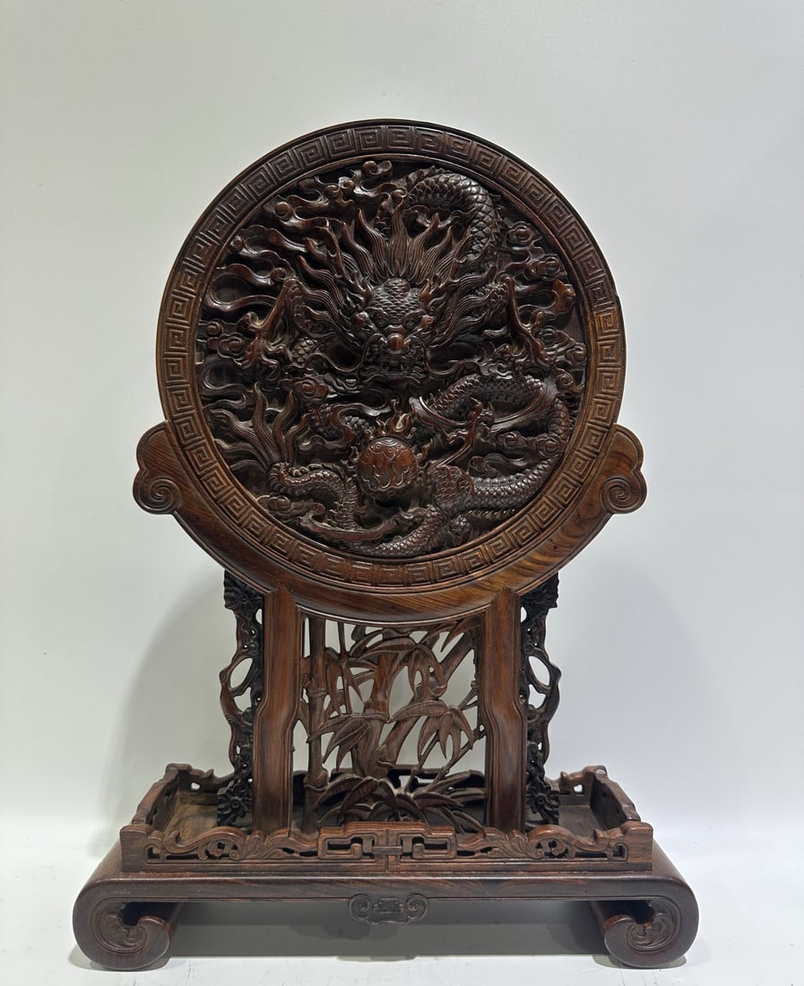 A Huge Huanghuali wood Dragon Pattern Screen (1 of 10)