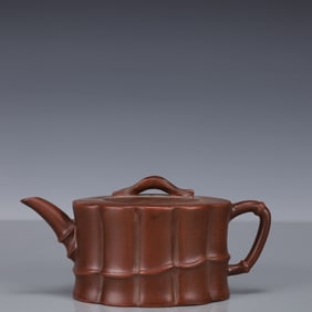 An Exquisite Purple Sands Bamboo Pattern Teapot
