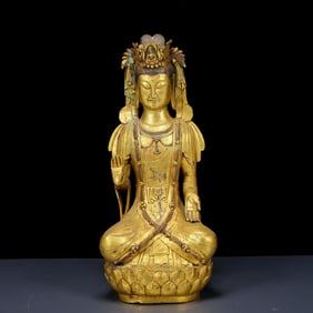 A Huge Gilt Bronze Statue of Avalokitesvara