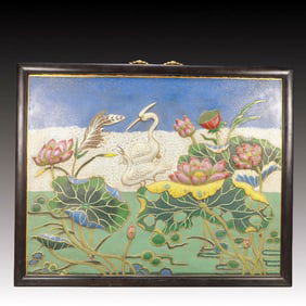 A Huge Cloisonne Flower and Bird Pattern Hanging Panel