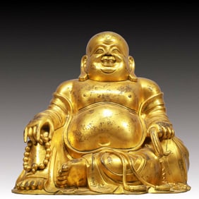 A Solemn Gilt Bronze Statue of Maitreya Buddha