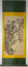 A Chinese Vertical Scroll Ink Painting of Flower and Bird on Paper
